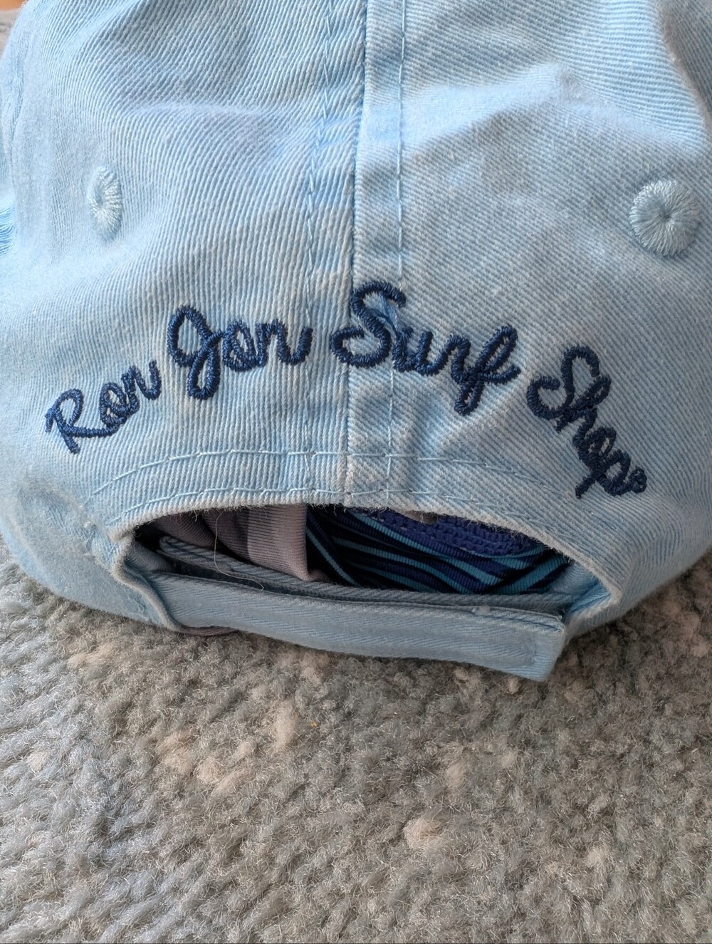 Ron Jon Light Blue Minimalist Palm Tree Logo Beach Cap - Adjustable Velcro - Picture 6 of 7